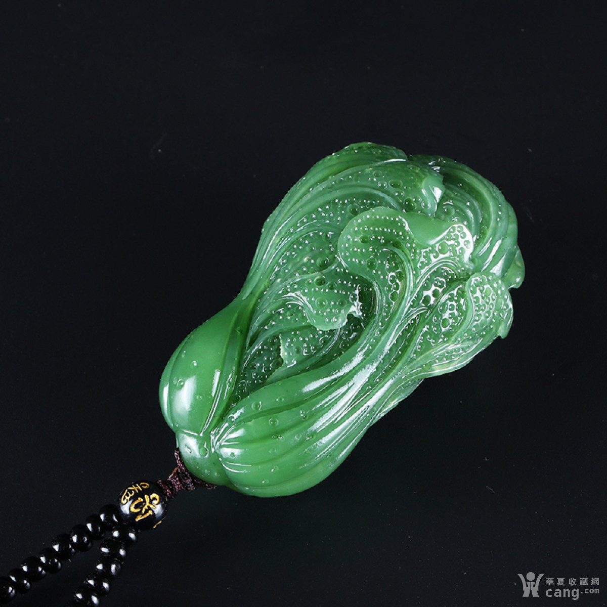 和田玉碧玉白菜把件