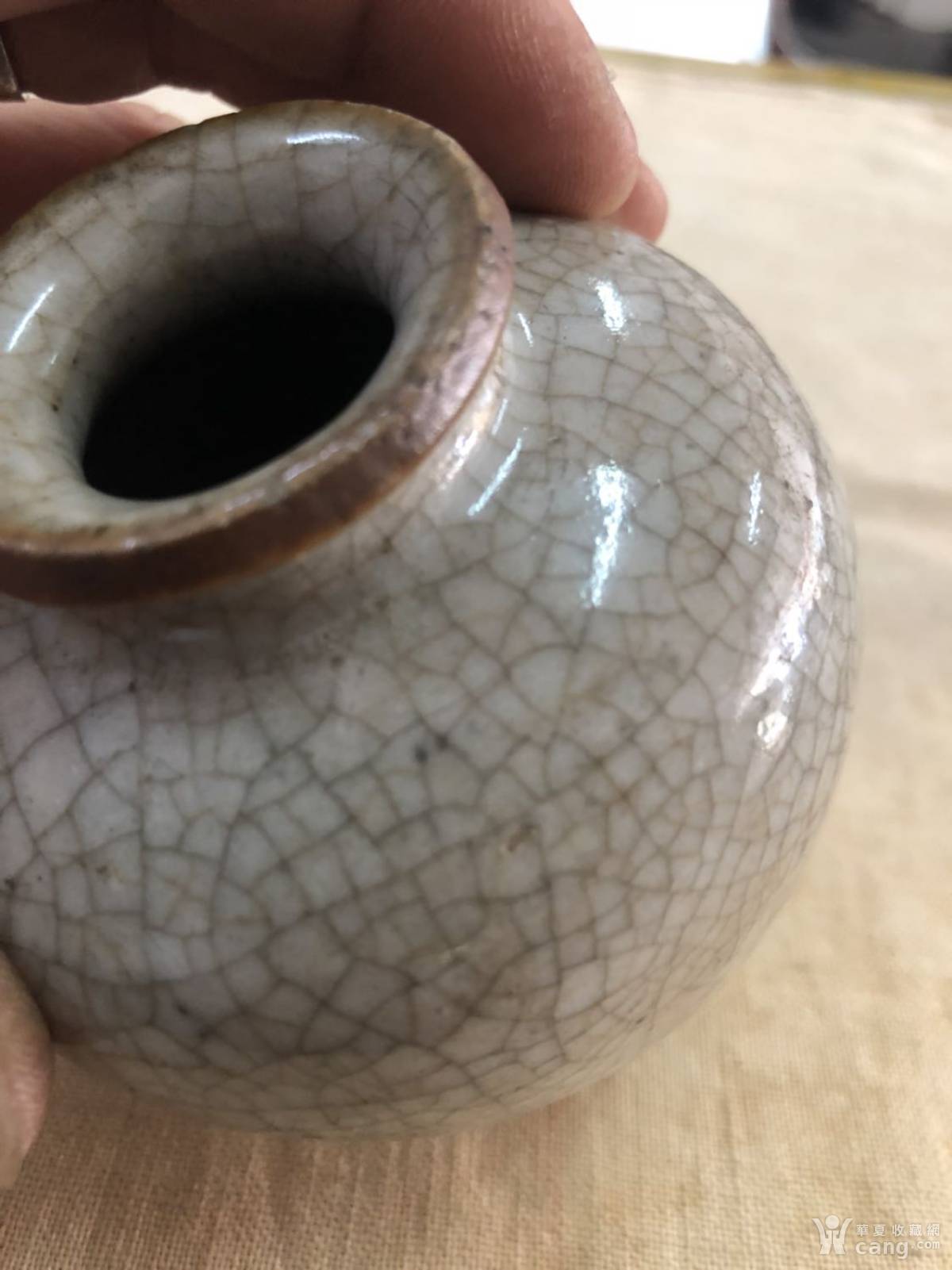 清代哥窑石榴樽苹果尊.老瓷器文房