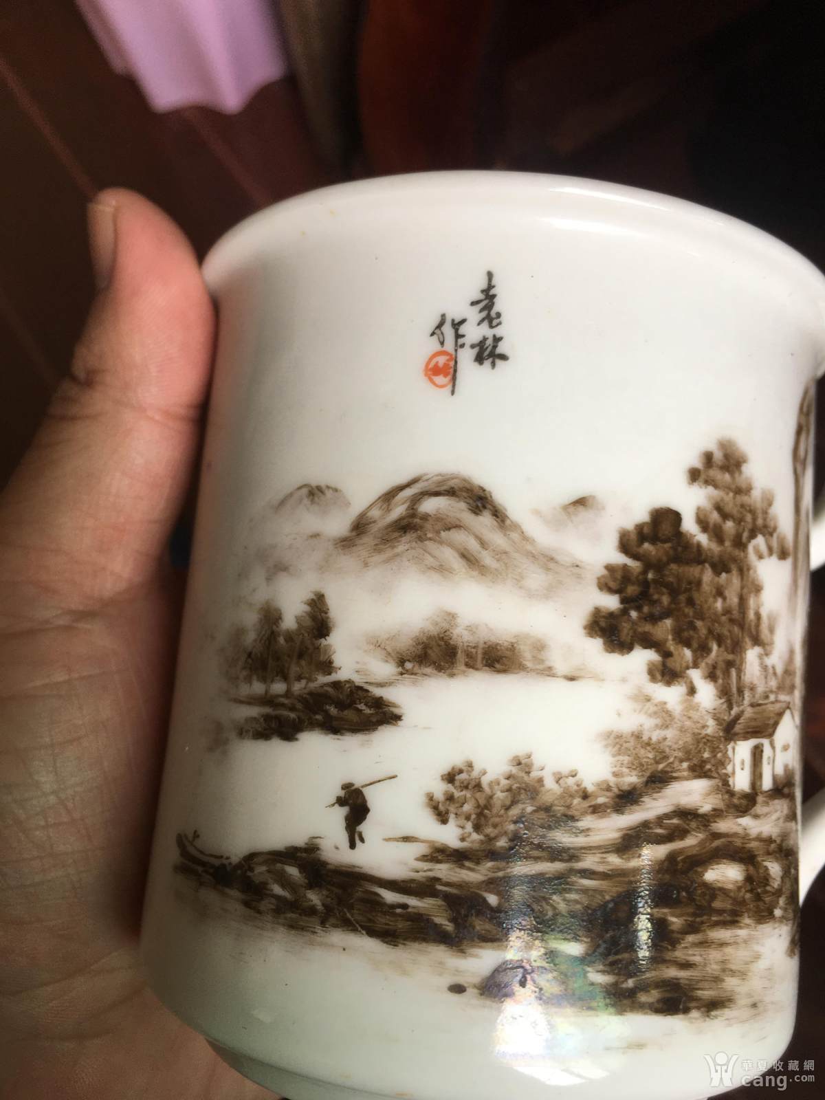 瓷器 民国 瓷画名家袁林茶杯