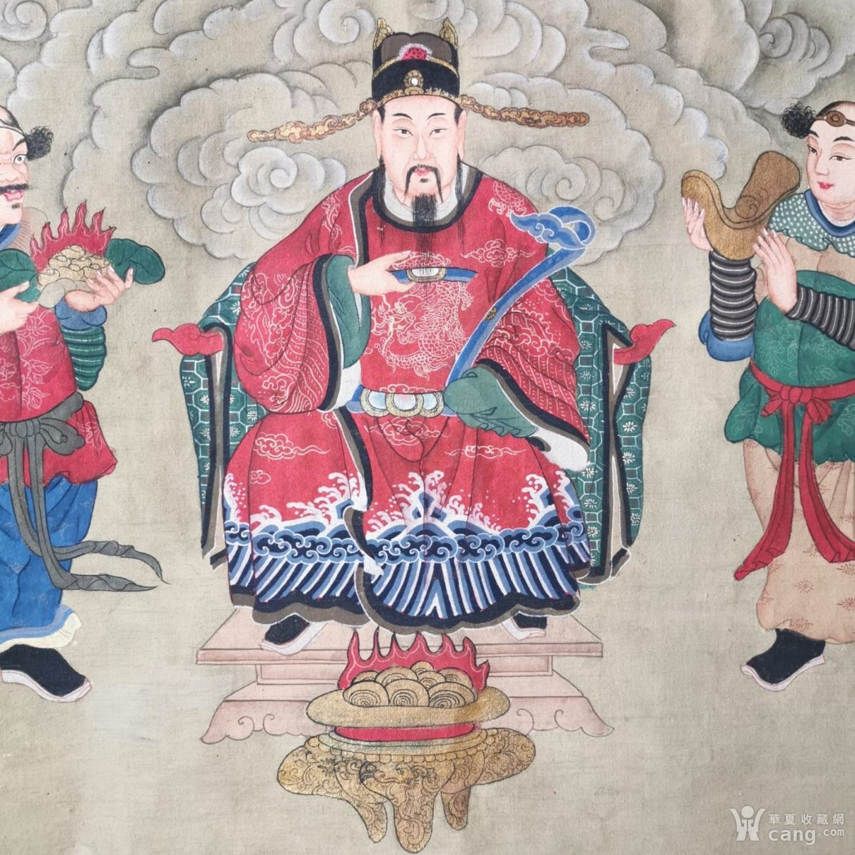 清代文武财神画像立轴财神供奉神像布油画