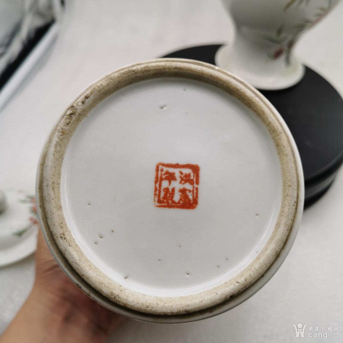 洪宪年制粉彩花卉赏瓶一对古玩瓷器收藏老物件观音瓶保真包老摆件