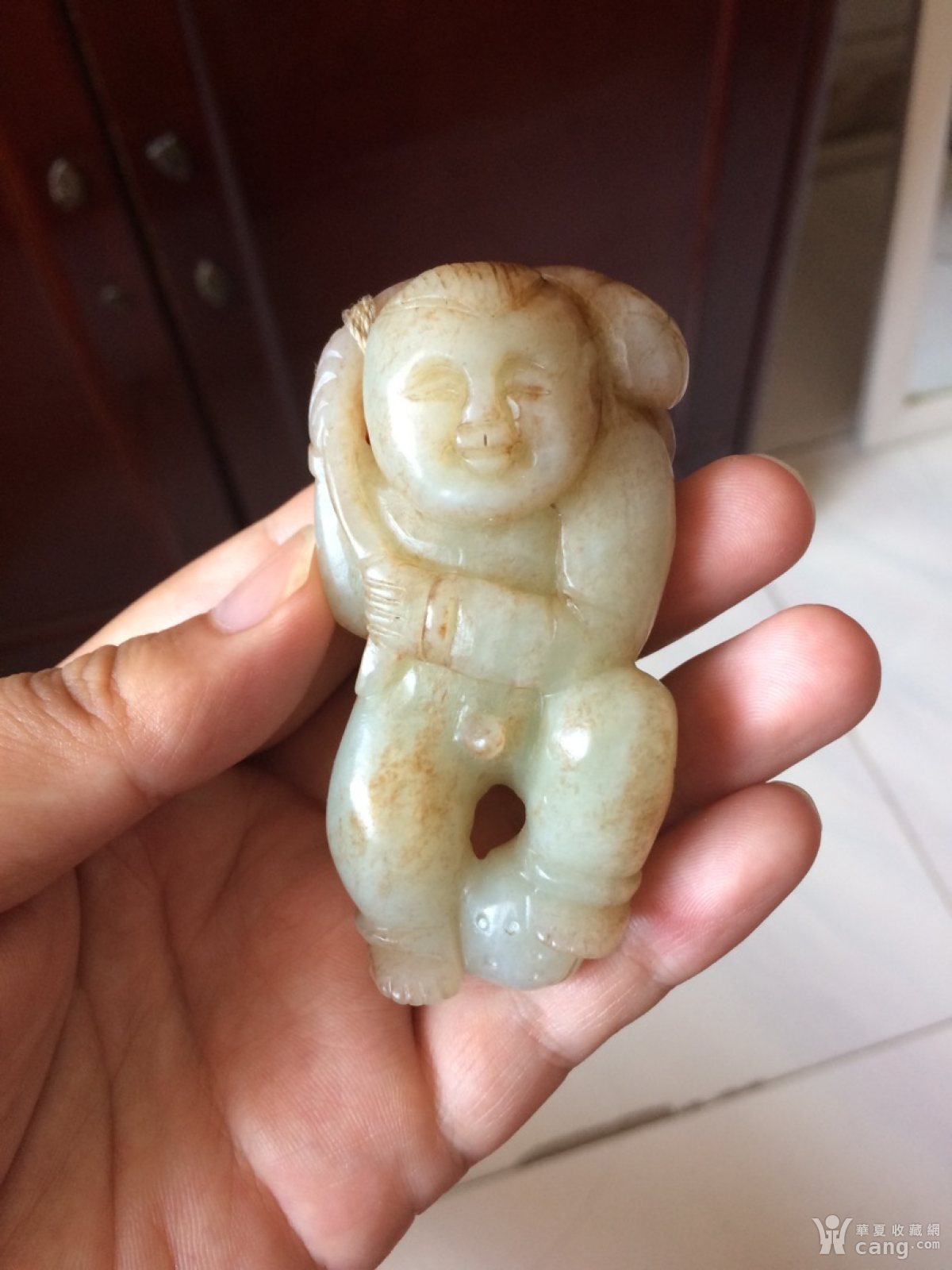 清代和田玉如意童子一件