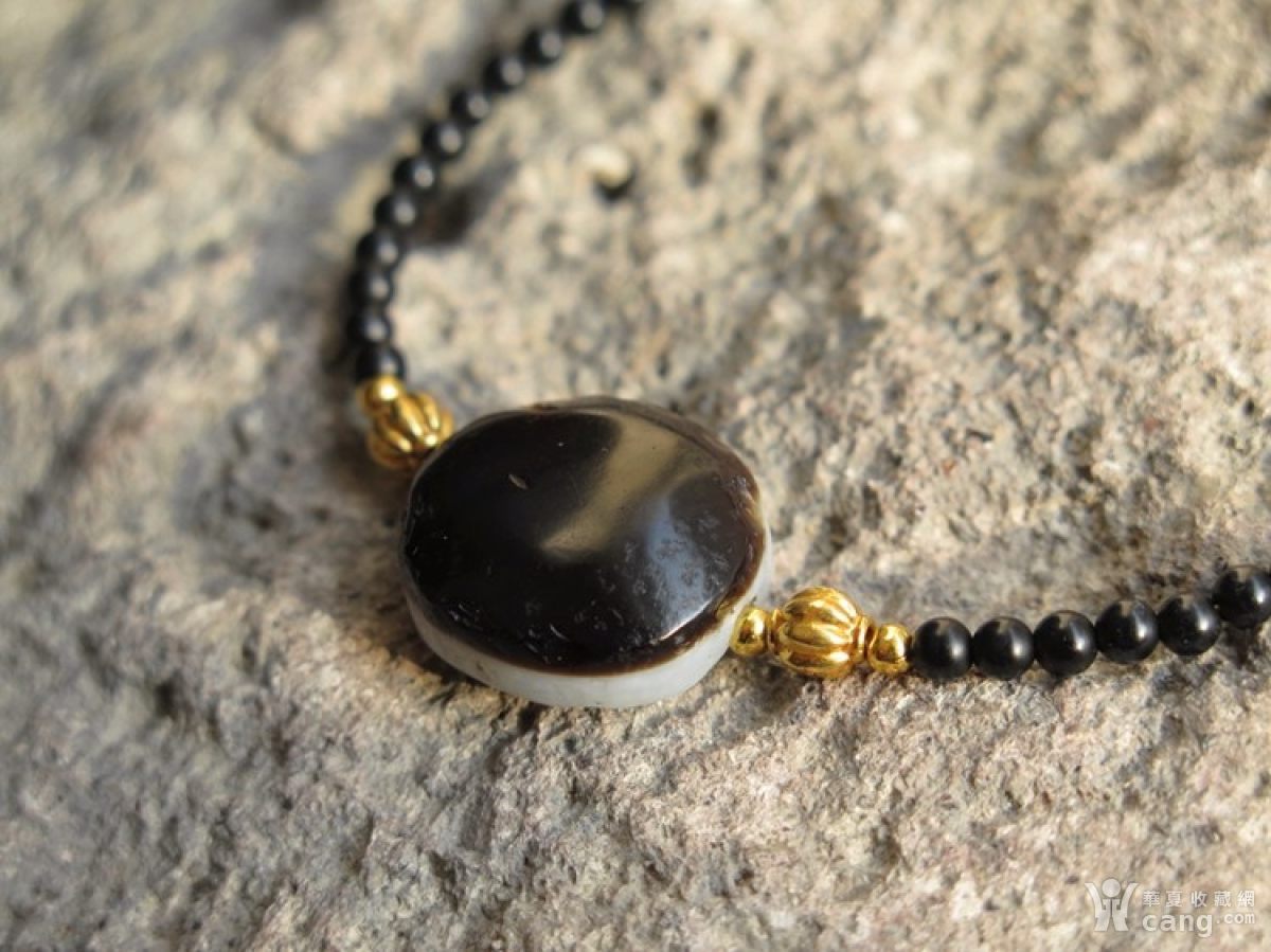 峰雅集 西藏千年羊眼板珠老天珠项链_地摊交易_华夏收藏网