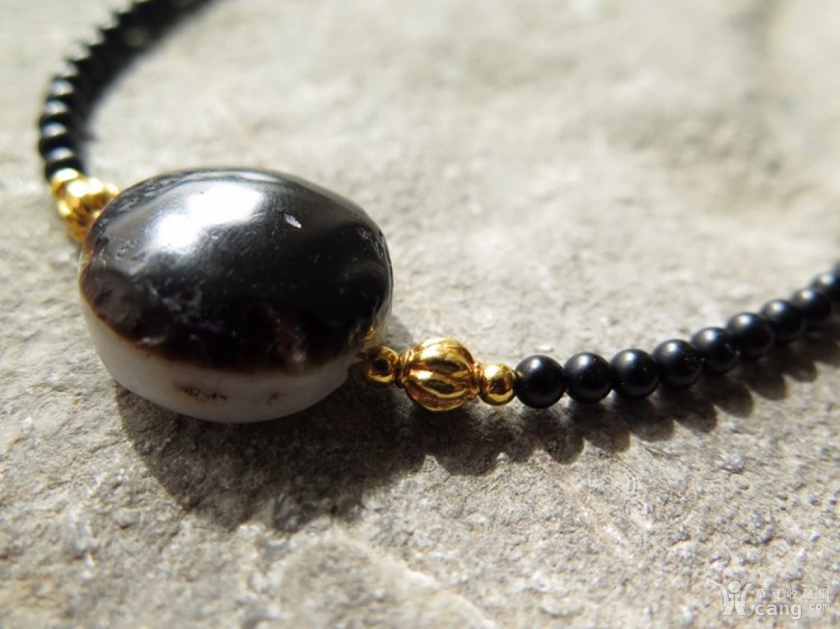 峰雅集 西藏千年羊眼板珠老天珠项链_地摊交易_华夏收藏网