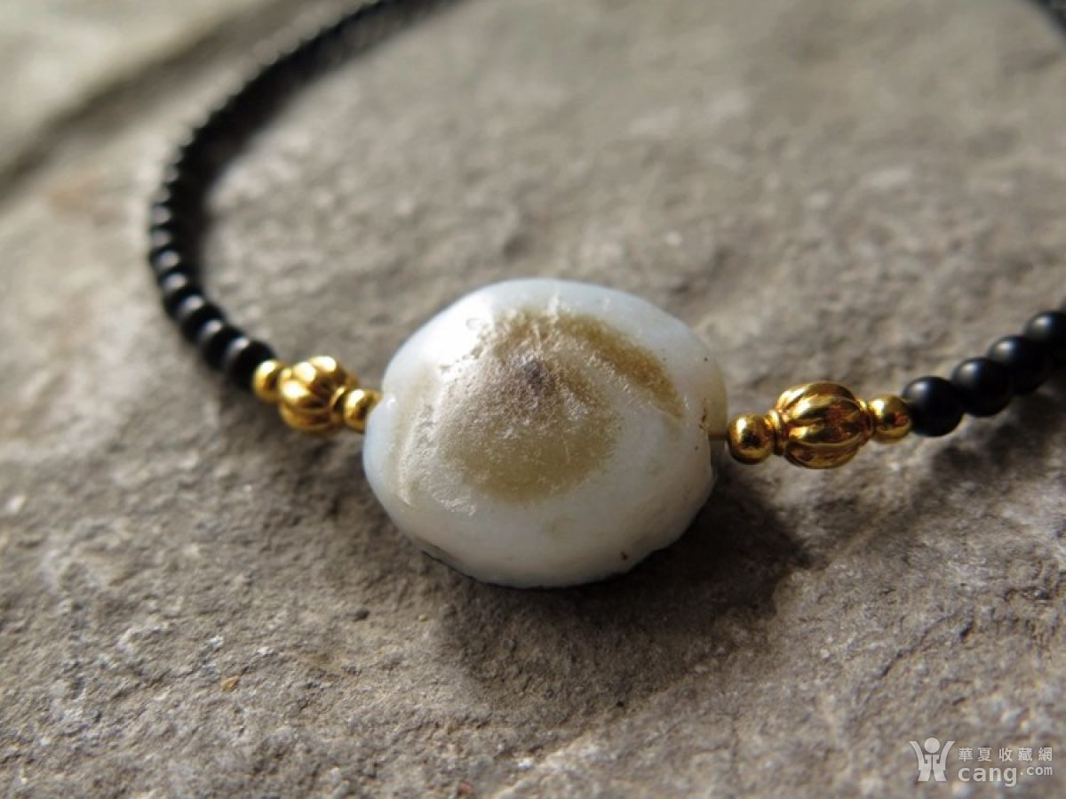 峰雅集 西藏千年羊眼板珠老天珠项链_地摊交易_华夏收藏网