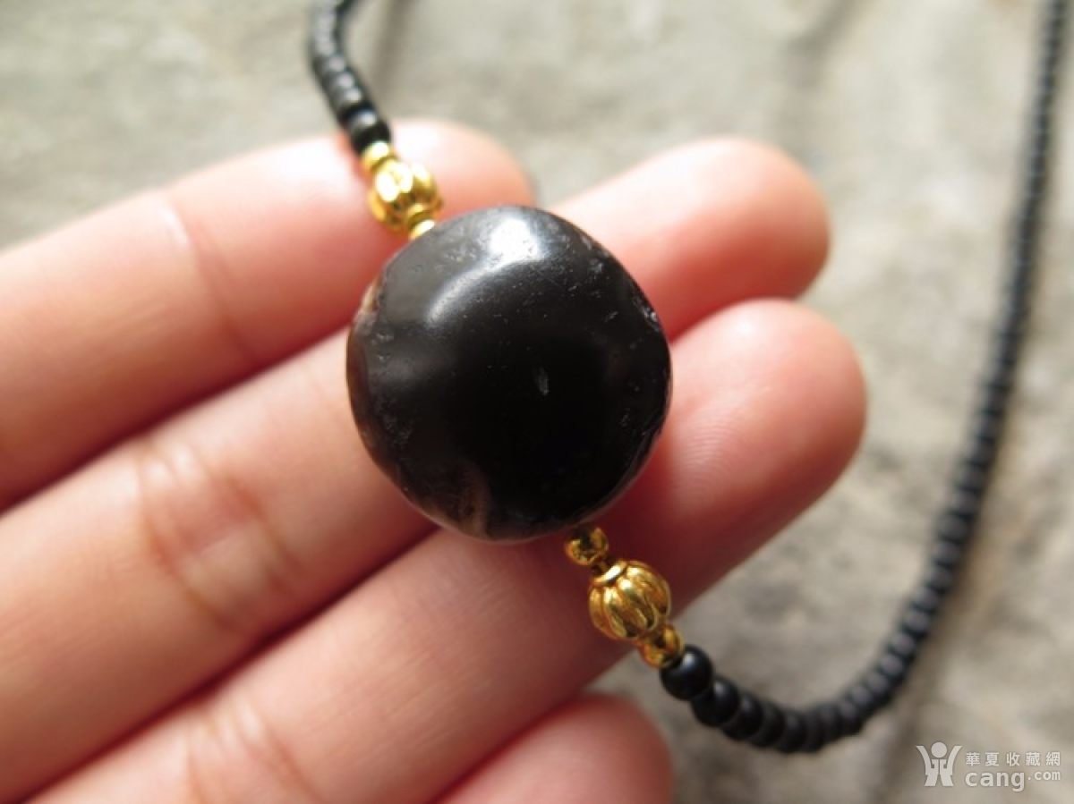 峰雅集 西藏千年羊眼板珠老天珠项链_地摊交易_华夏收藏网