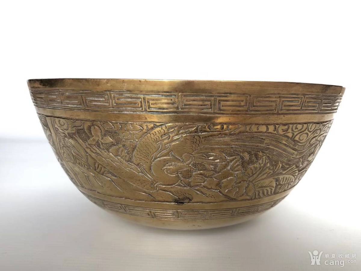 晚清·龙凤纹铜碗
