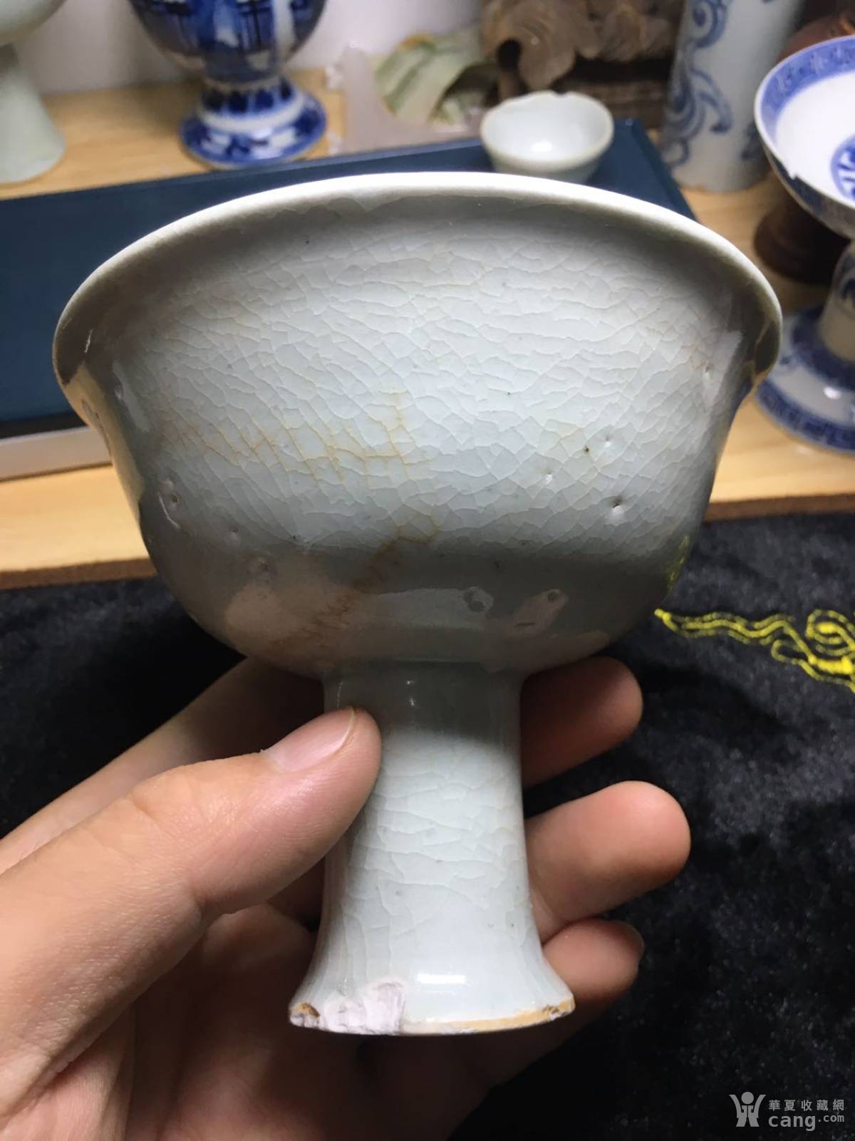 明洪武白釉高足杯