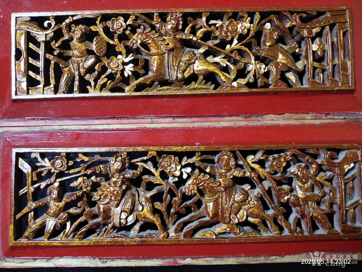 金漆老木雕花板,古建构件 永春工雕花板老木器,潮汕金漆木雕