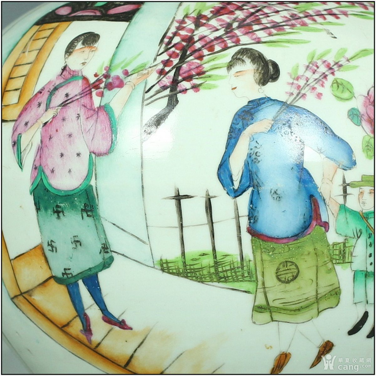 也就是甲子年的作品……,1915年民国时装人物画瓷器