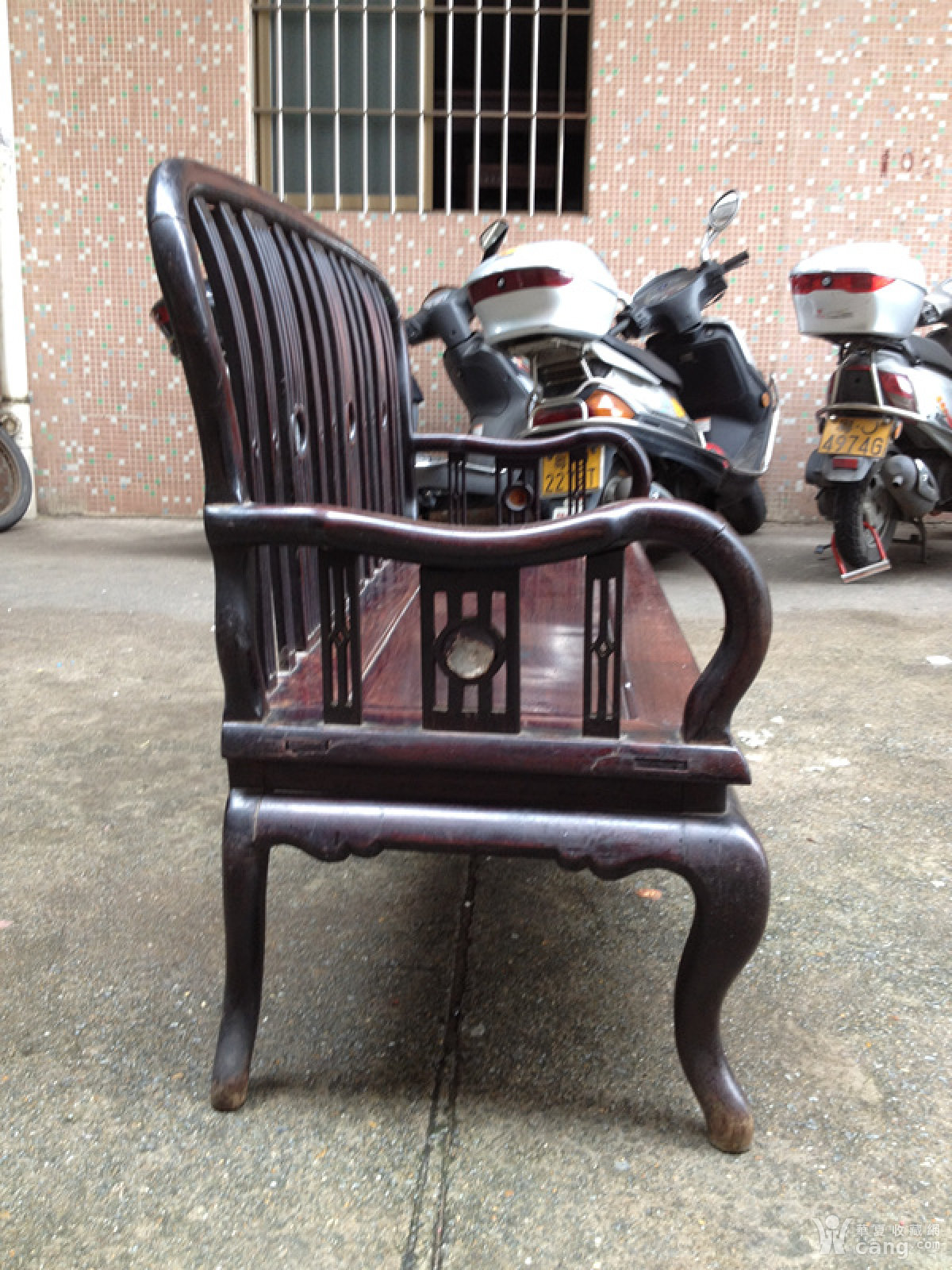 民国老红木酸枝 条型美双人椅