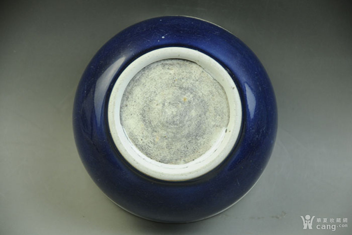 清三代乾隆单色釉霁蓝釉笔洗文房器景德镇老瓷器古董包老包真藏品