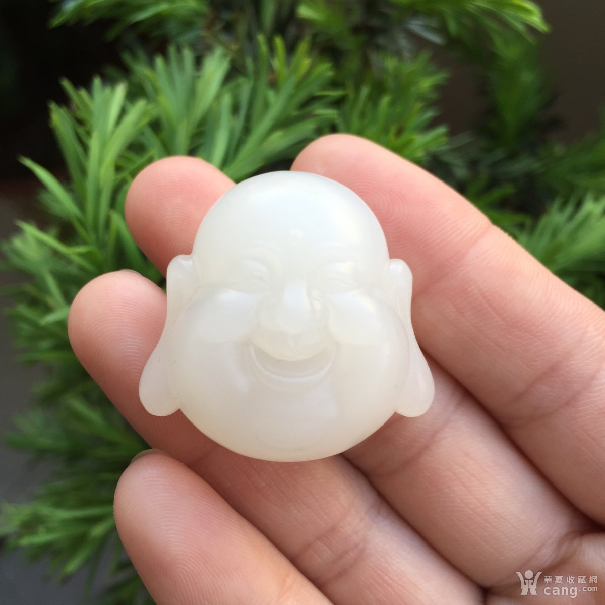 天然新疆和田玉白玉 羊脂玉弥勒佛佛头吊坠挂件
