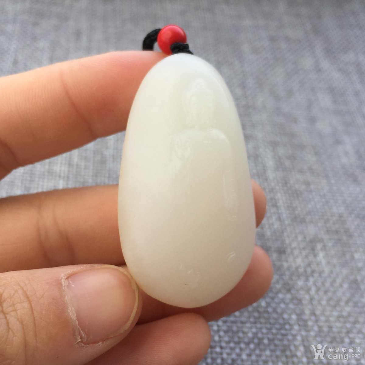 新疆籽料和田羊脂玉白玉观音挂件