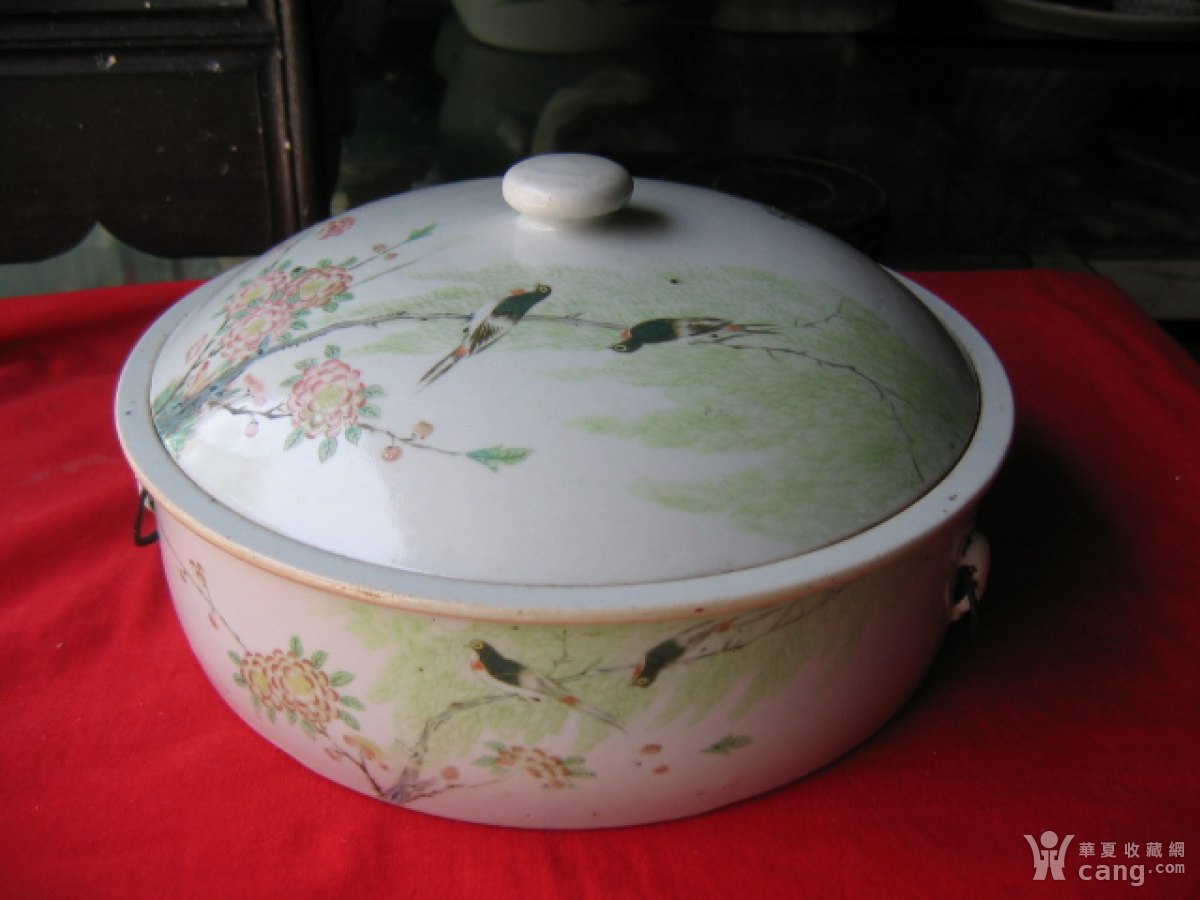 民国粉彩花鸟纹一品锅(包老)