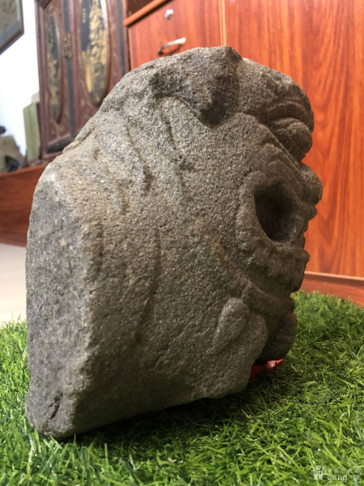 清三代石雕,青石狮子头