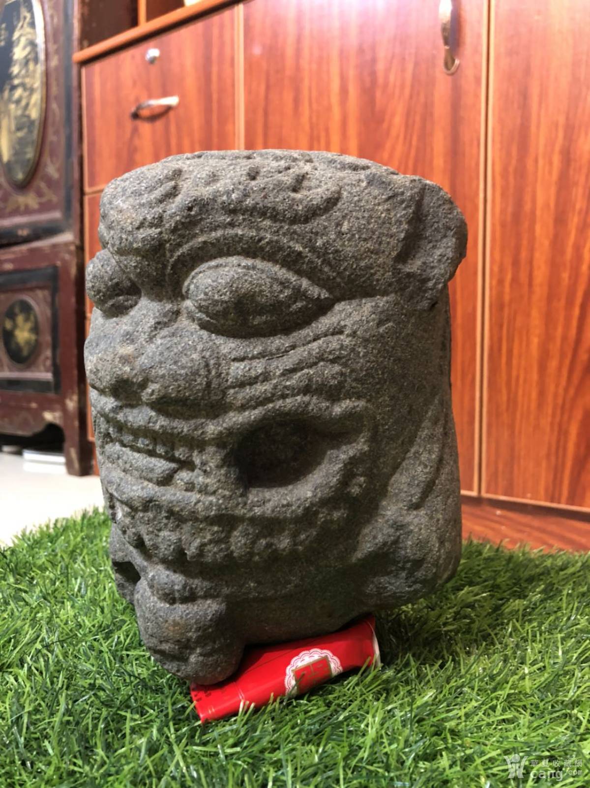 清三代石雕,青石狮子头