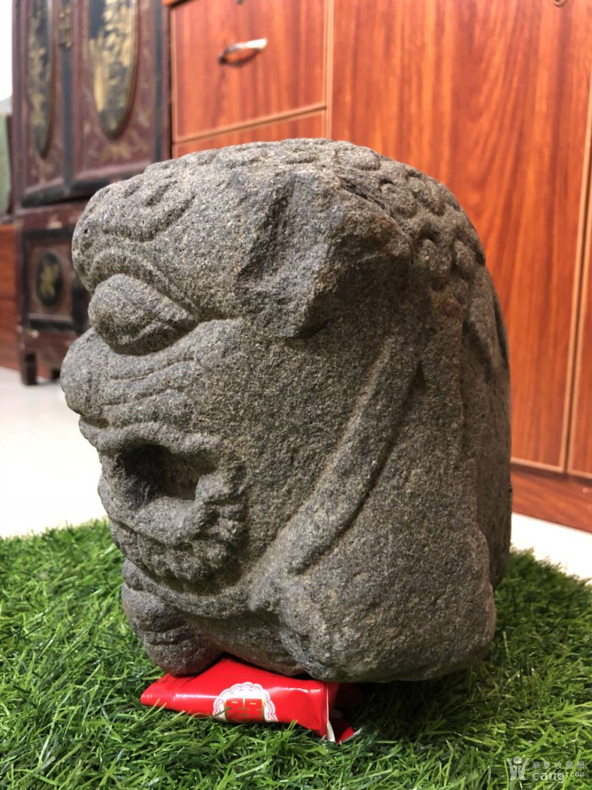 清三代石雕,青石狮子头