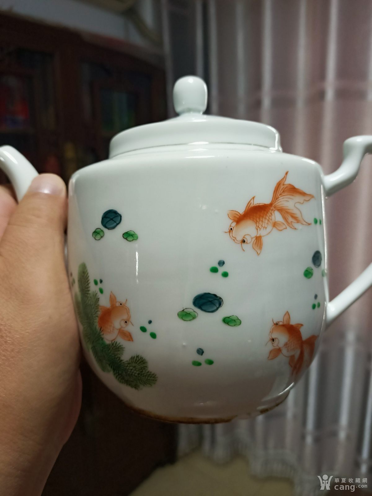 古玩瓷器建国后567金鱼茶壶提梁壶