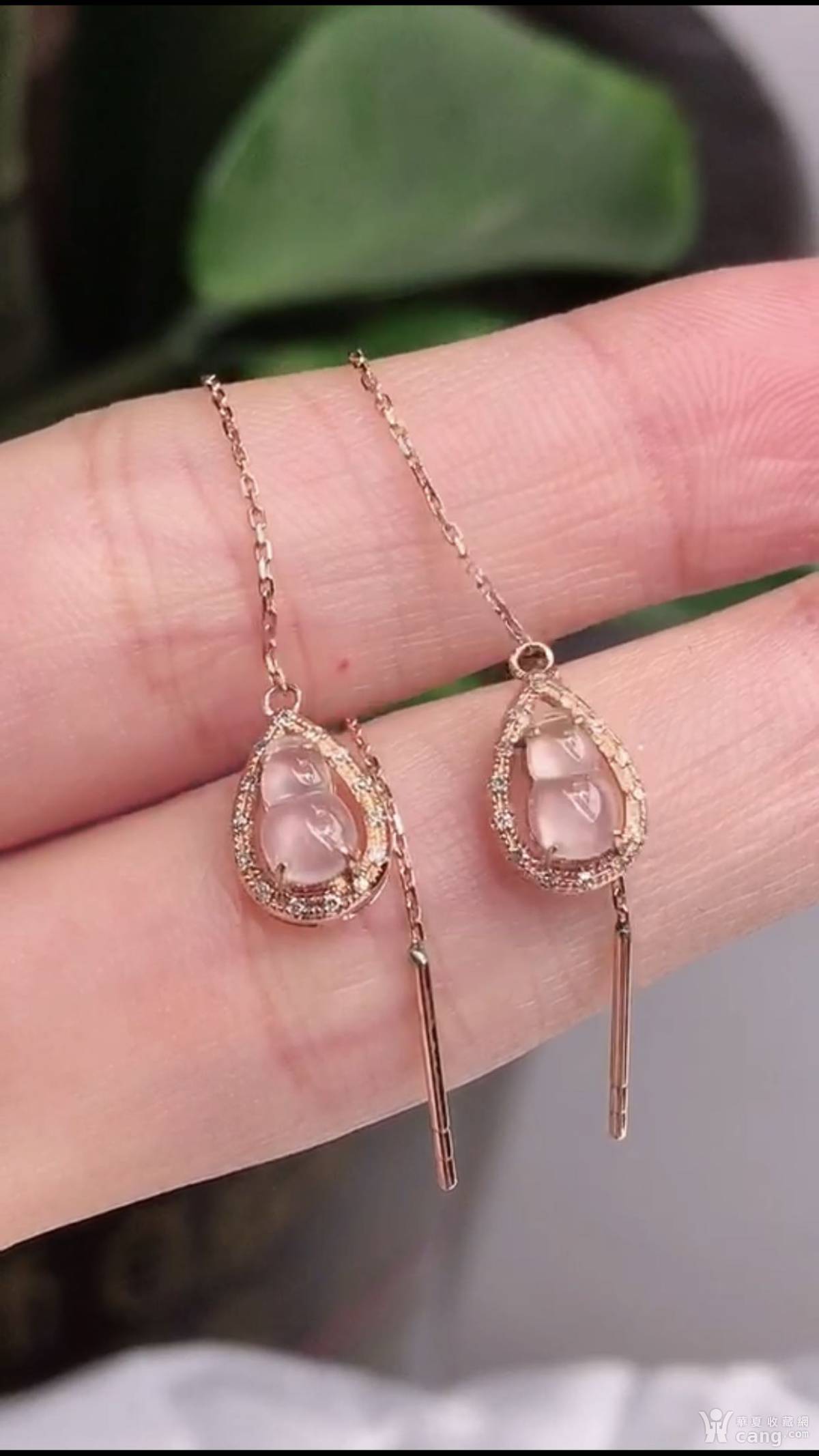 天然a货翡翠18k镶嵌水润福禄耳线