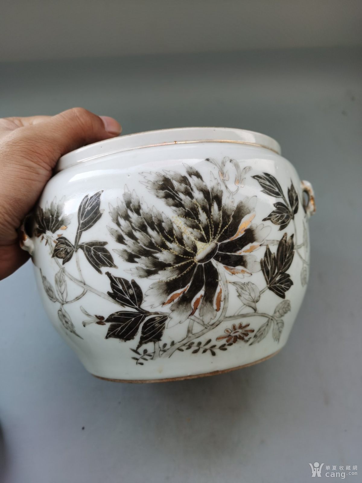 瓷器 民国 民国墨彩牡丹大罐