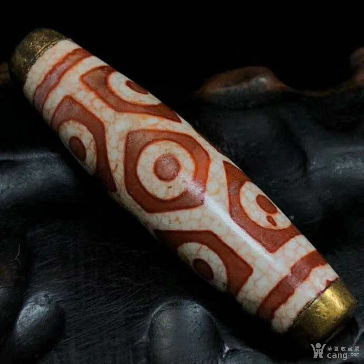 尼泊尔罕见血丝包金九眼天珠