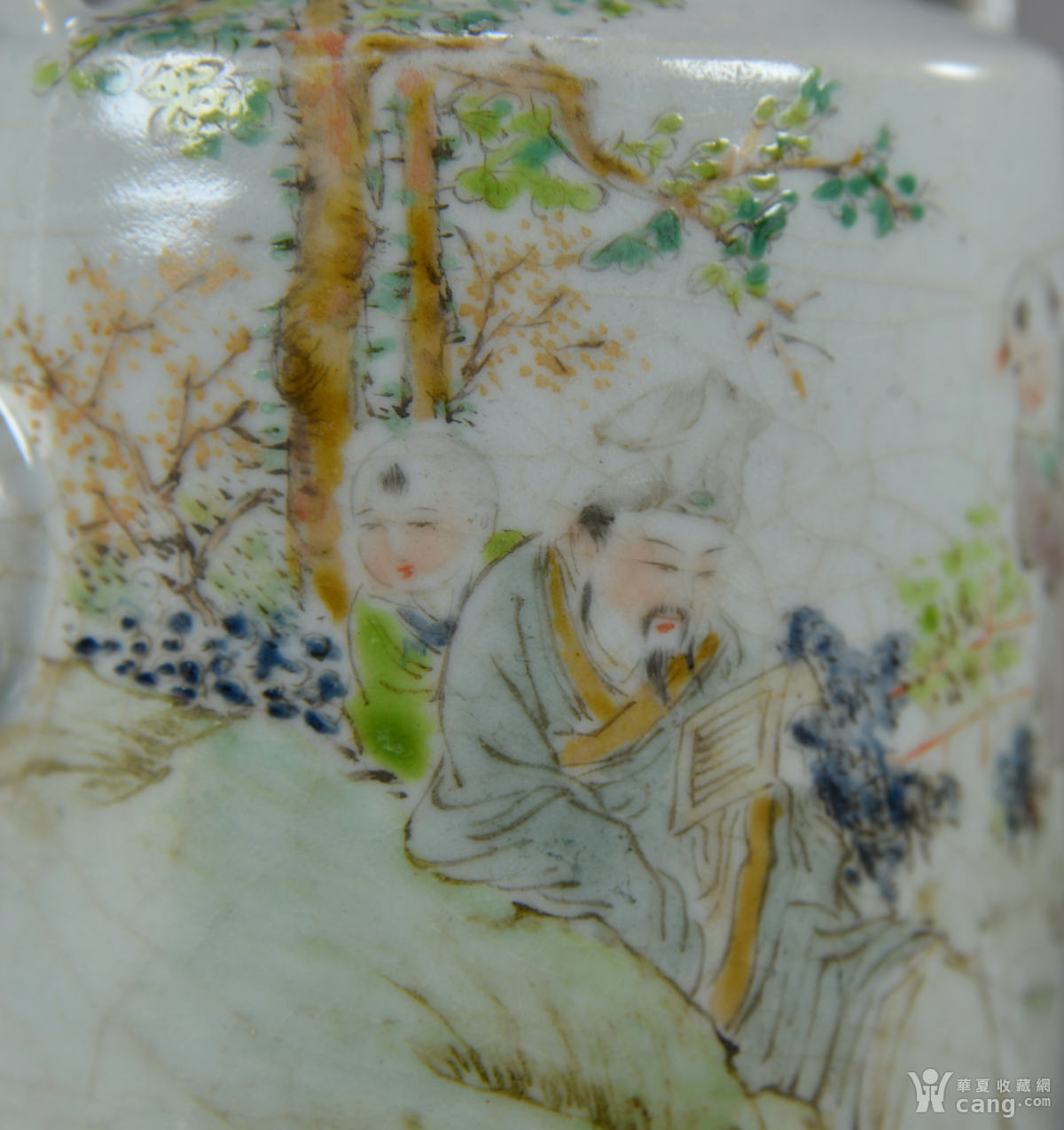 清晚民早期民国周筱松人物故事壶(a213)