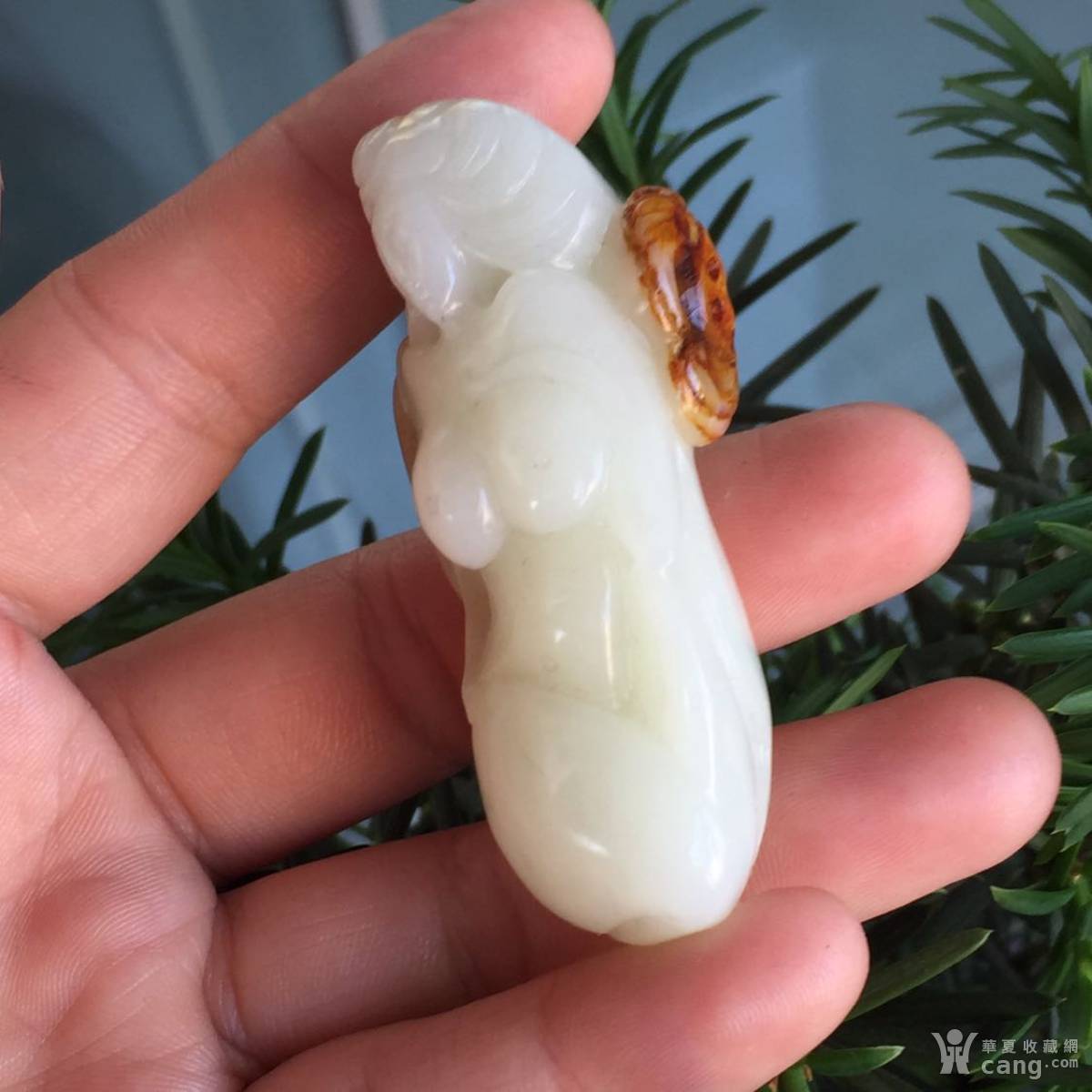 天然精品和田玉籽料玉美人手把件