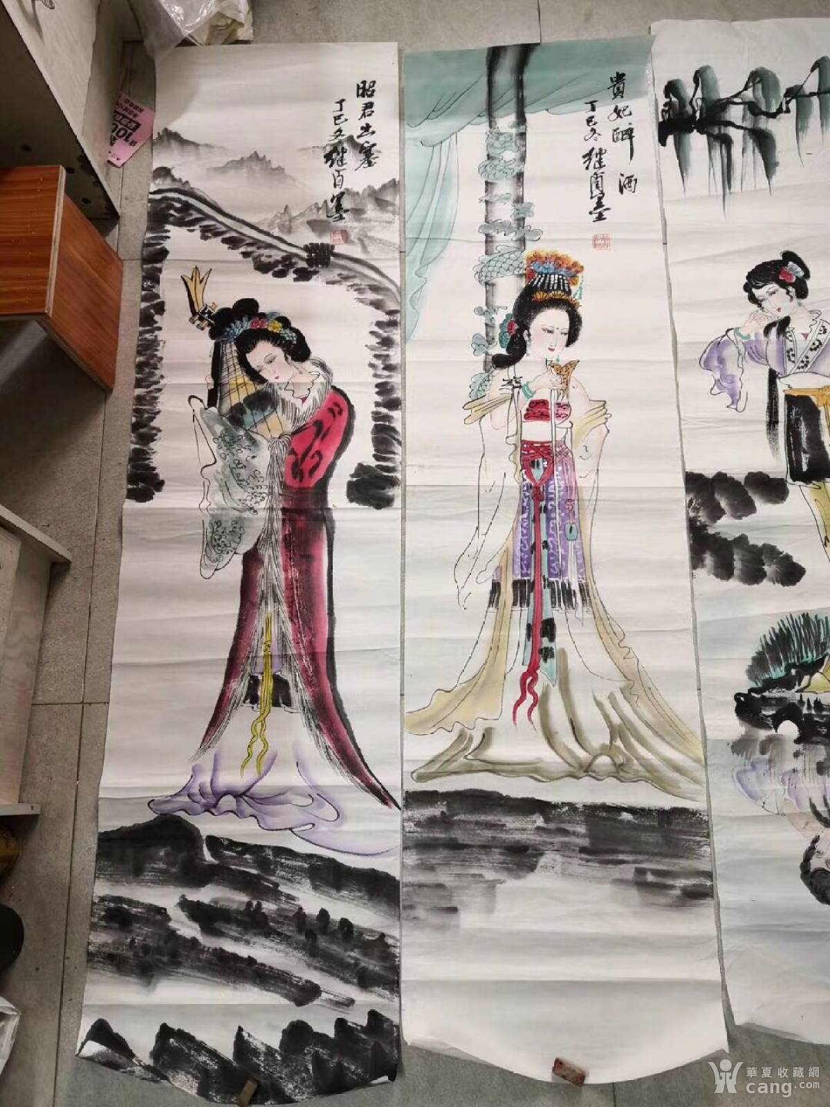 手绘四大美人图,名家款.