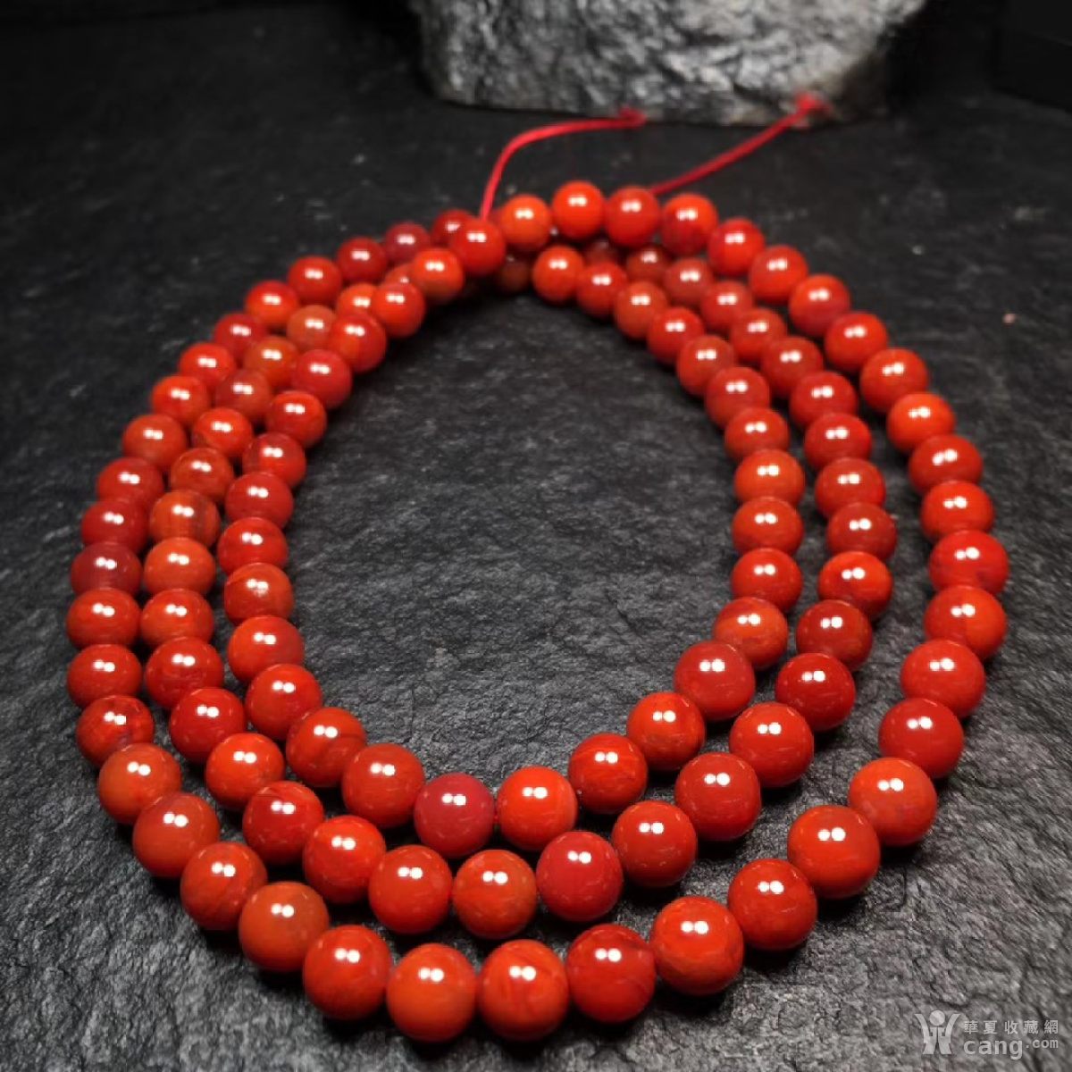 精品九口南红108佛珠 品质见图 满肉玫瑰红带火焰红