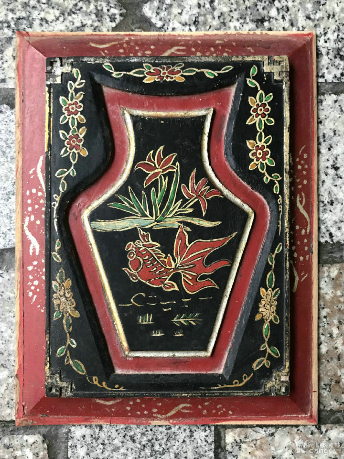 描金漆画版四片