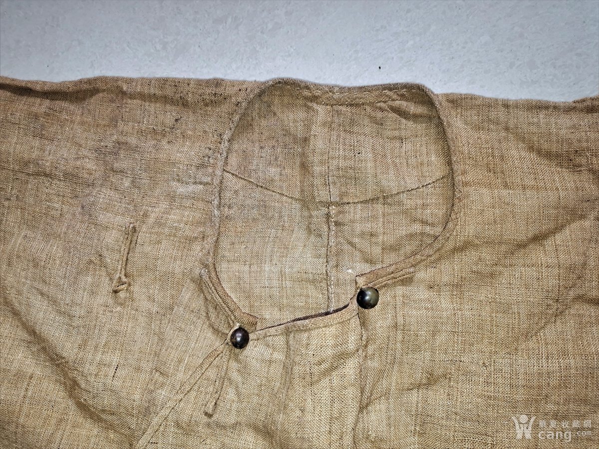清代亚麻面料圆领长袍