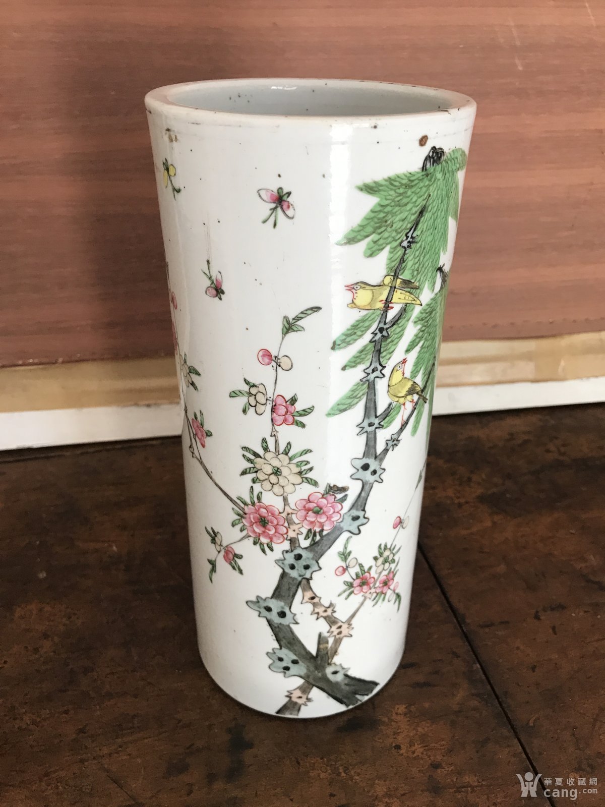 民国早期花鸟帽筒一只_地摊交易_华夏收藏网