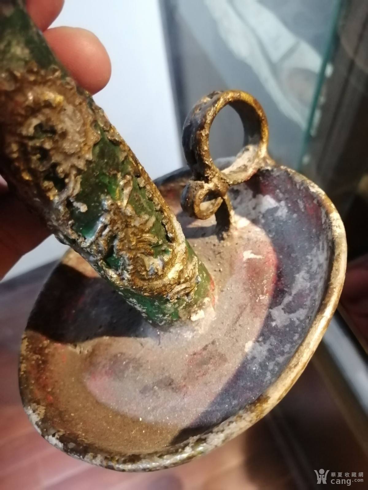 清末民国莲花盘龙锡烛台