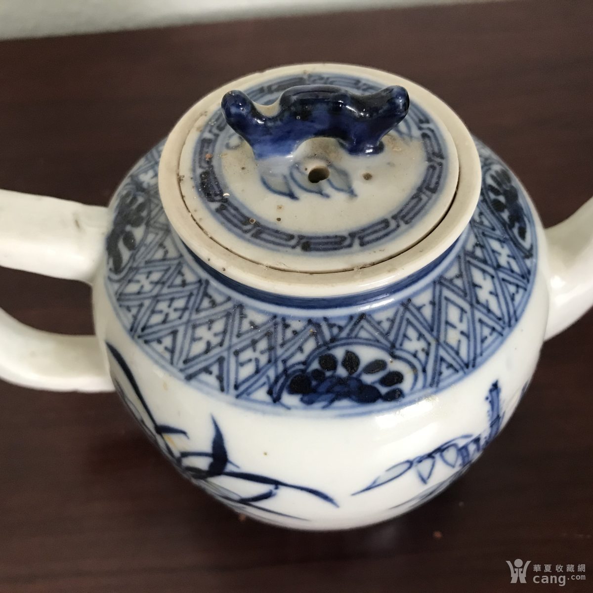 清晚期 青花梅兰竹菊纹 玲珑瓷茶壶
