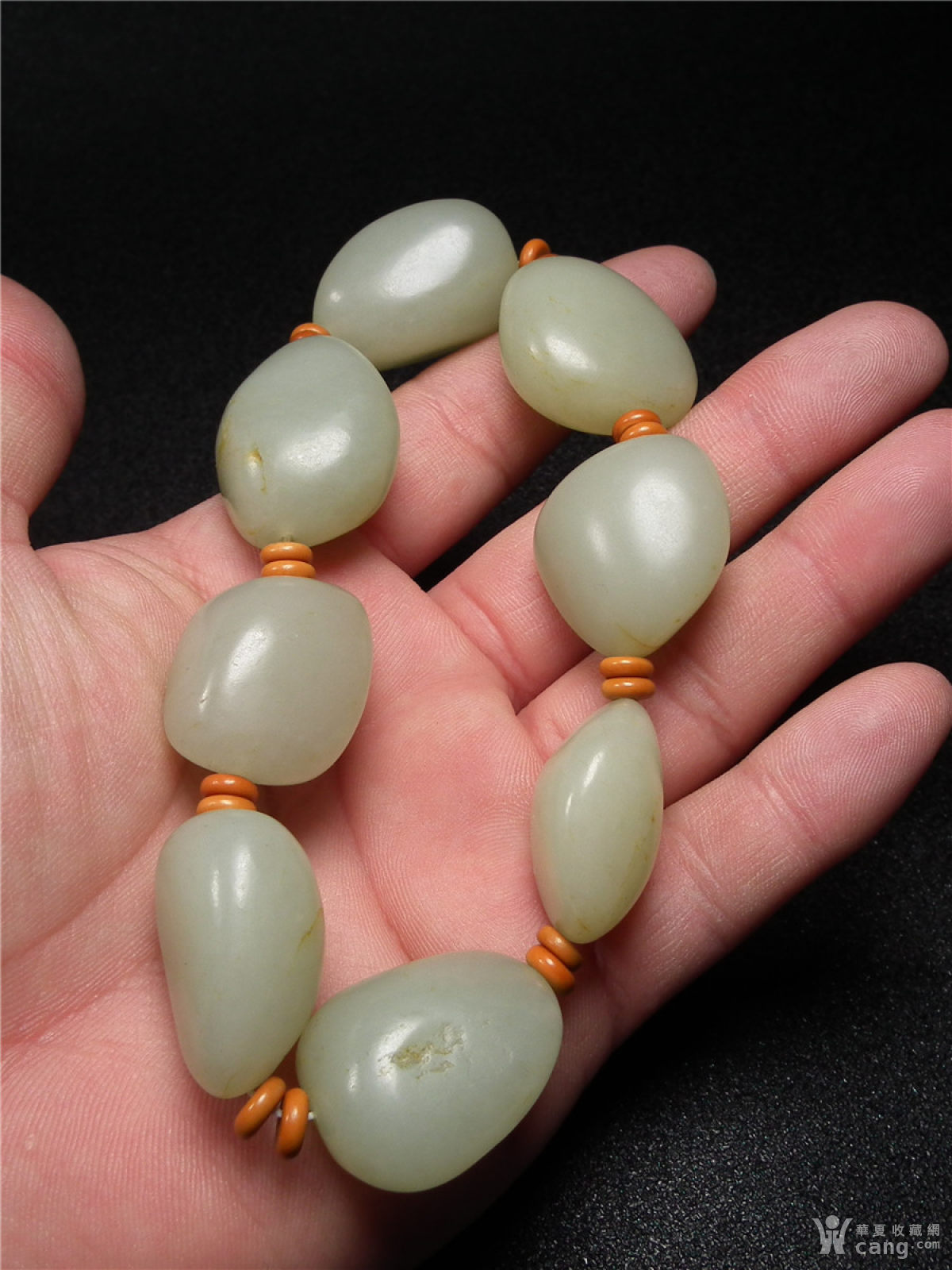 近现代和田青白玉籽料手串 0506
