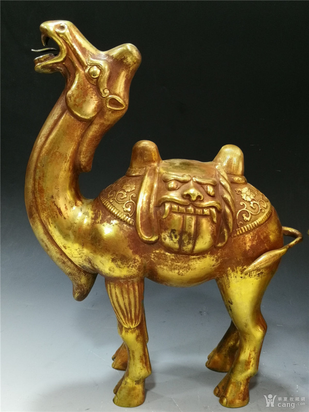 旧藏铜鎏金骆驼一对