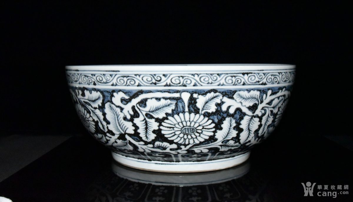 htrh明代洪武青花留白缠枝牡丹花卉纹大碗hrhwe