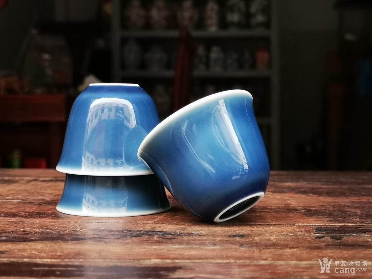 蓝釉功夫茶杯单个品茗茶具纯手工霁蓝主人杯单杯 【品名】霁蓝釉茶杯