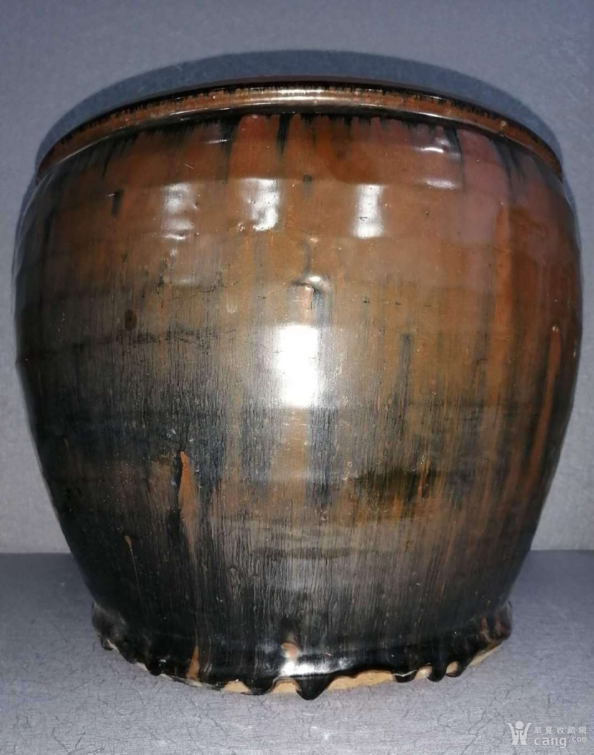 明磁州窑窑变釉大卷缸,全品.