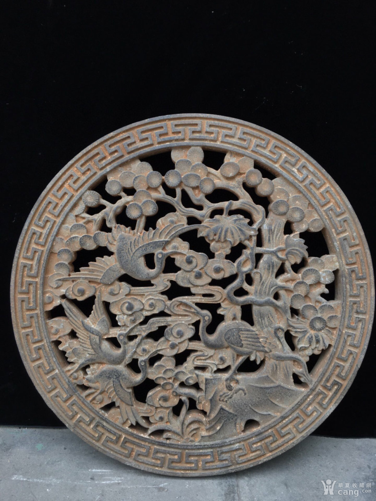 青石双面雕刻窗花摆件