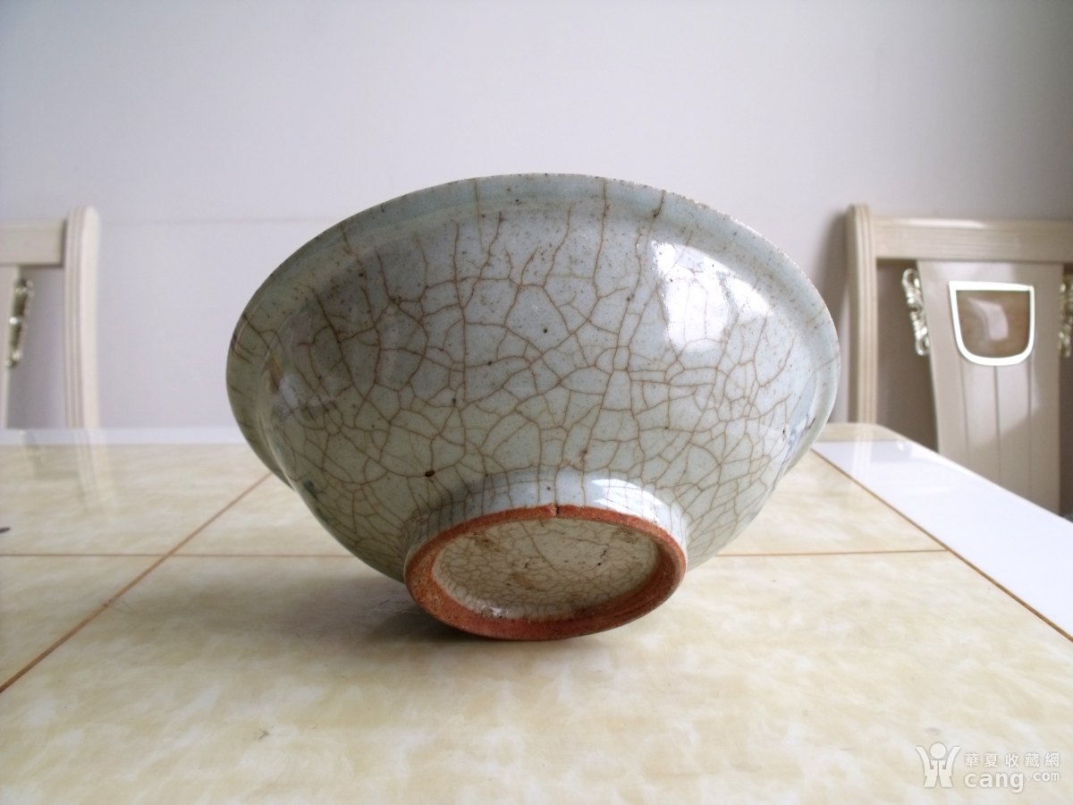 清代大开片牡丹花大碗一个