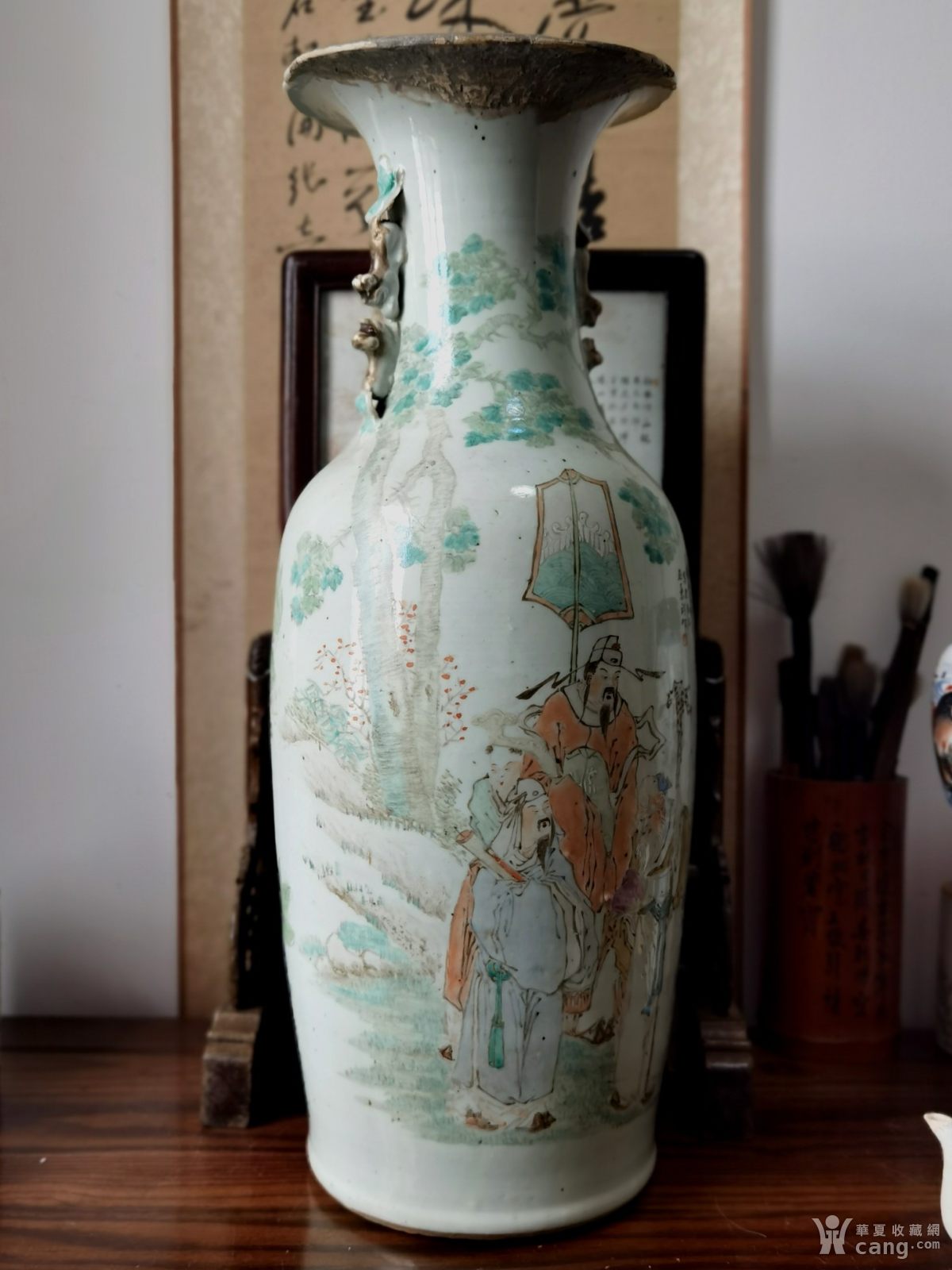 晚清浅绛名家汪照黎作300件花鸟人物大瓶