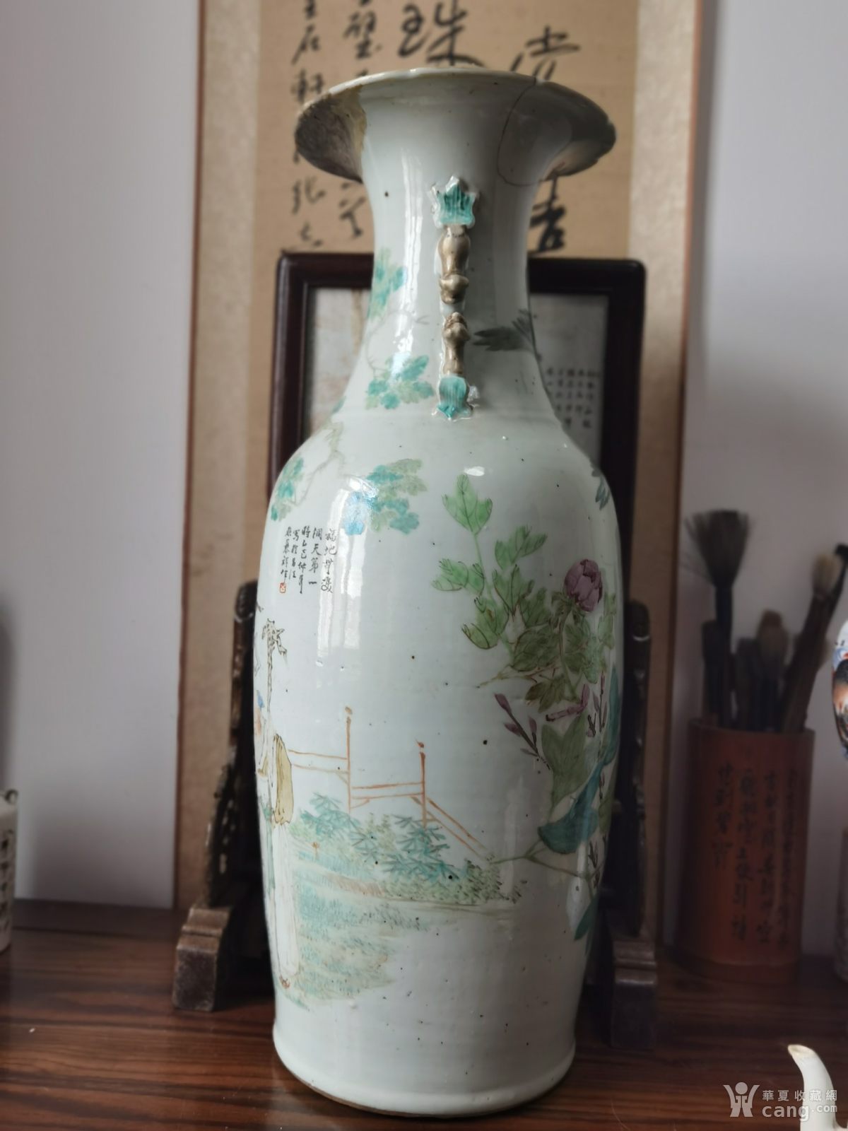 晚清浅绛名家汪照黎作300件花鸟人物大瓶