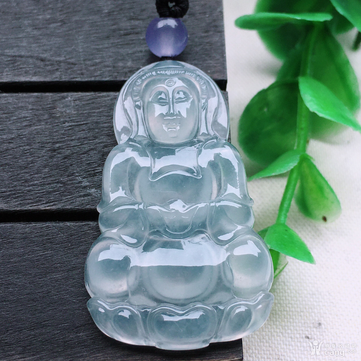天然翡翠a货老坑冰种高冰观音通透水润精雕饱满吊坠挂件