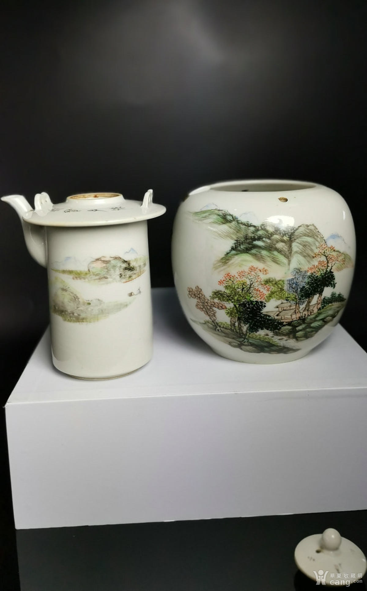 瓷器 民国 民国 丽华瓷业细路浅绛彩山水文人温酒壶 薄胎老壶 年代