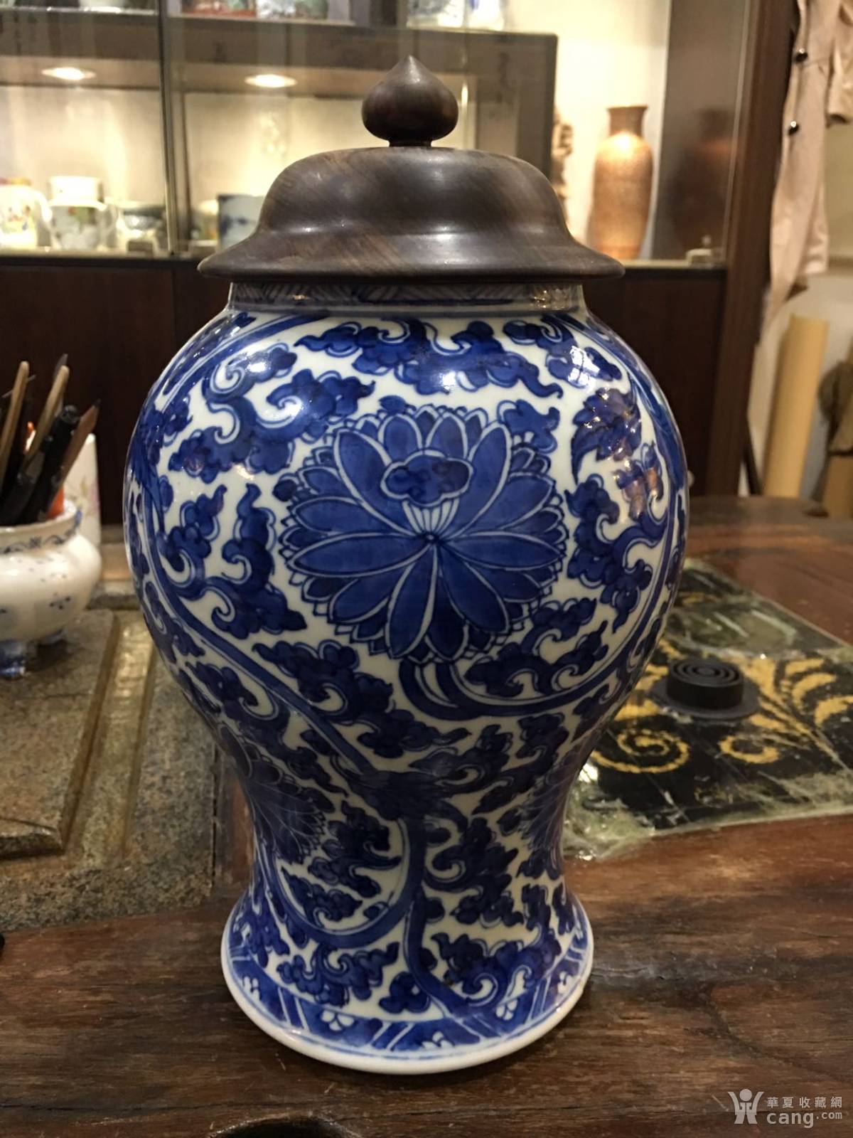 康熙翠毛蓝缠枝莲凤尾尊