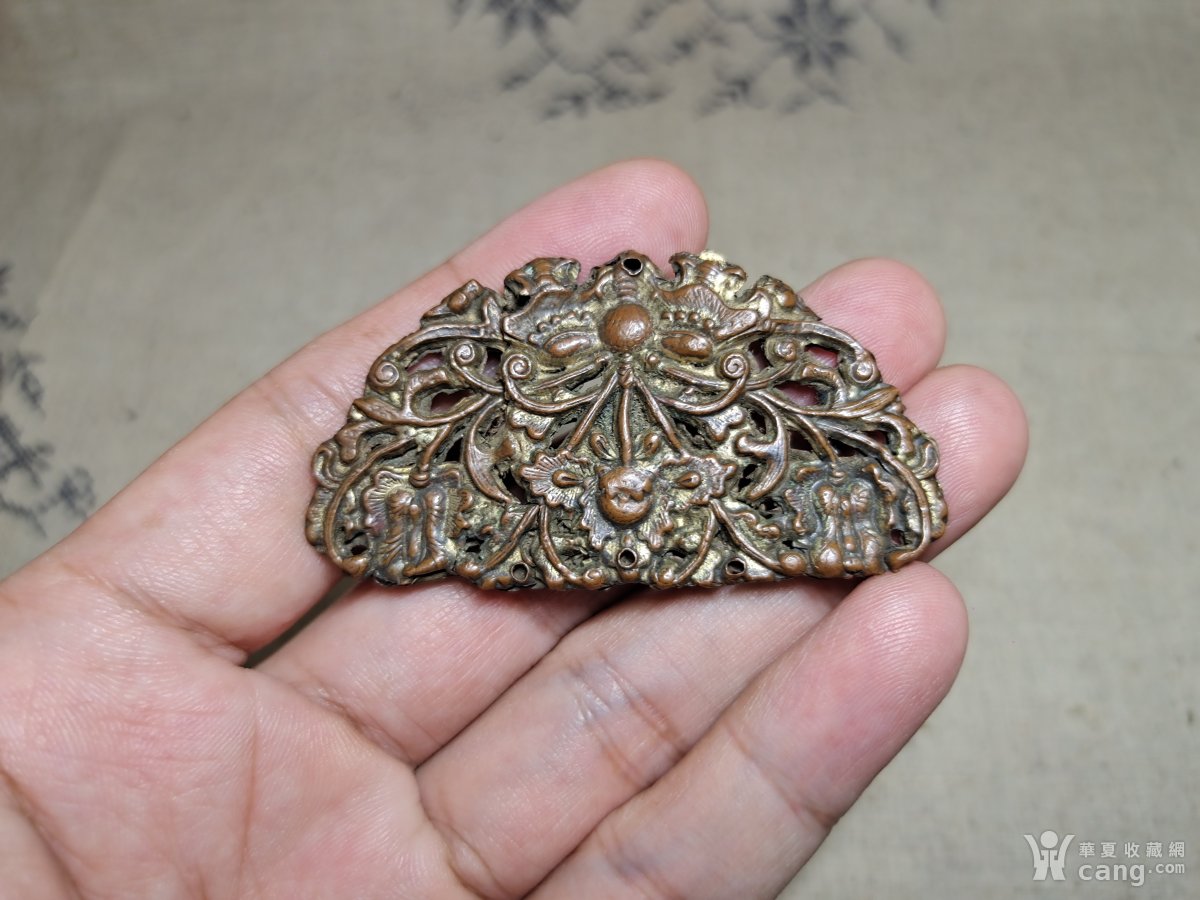 清代铜鎏金挂花