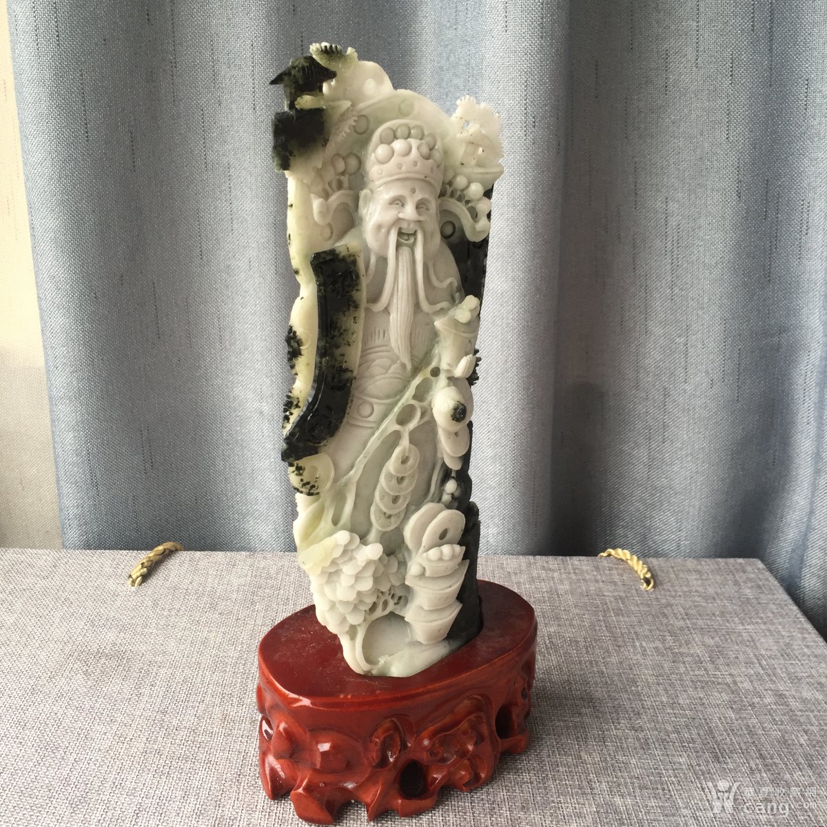 【珍宝翡翠】玉雕大师精雕天然玉石独山玉财神小摆件
