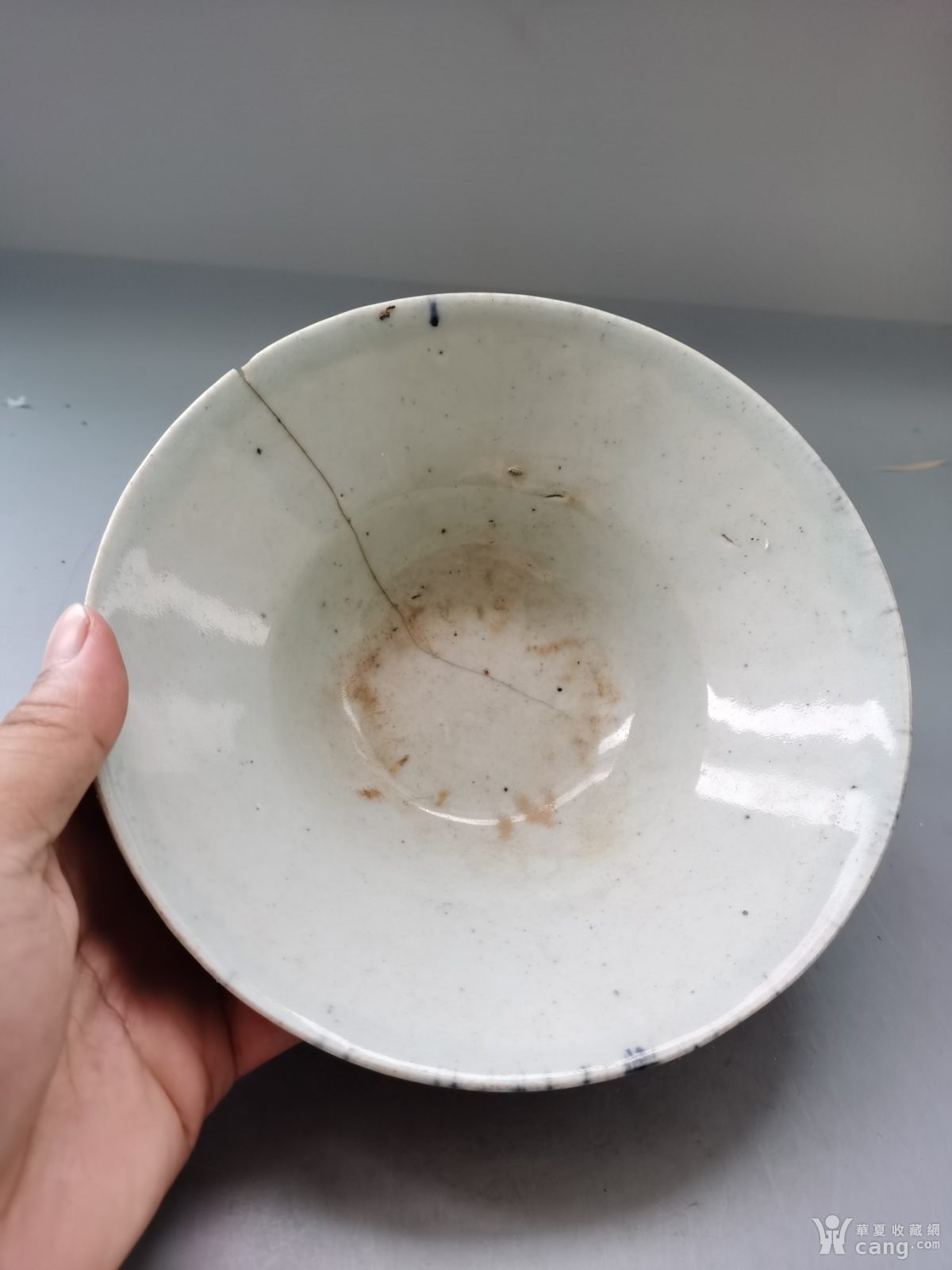 康熙洒蓝折腰斗笠碗